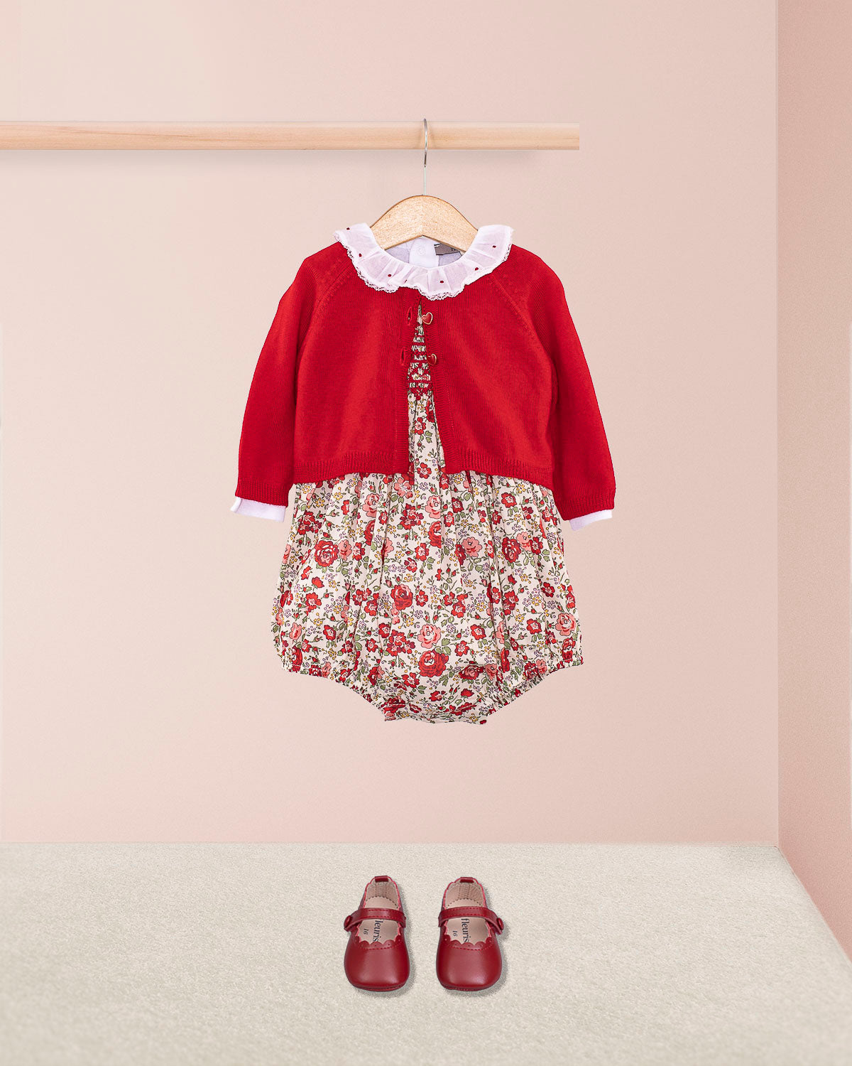 Camilla Liberty Red Rosebud Smocked Bubble